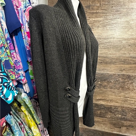 AB Studio Gray Elegant Cardigan Sweater - Picture 2 of 8